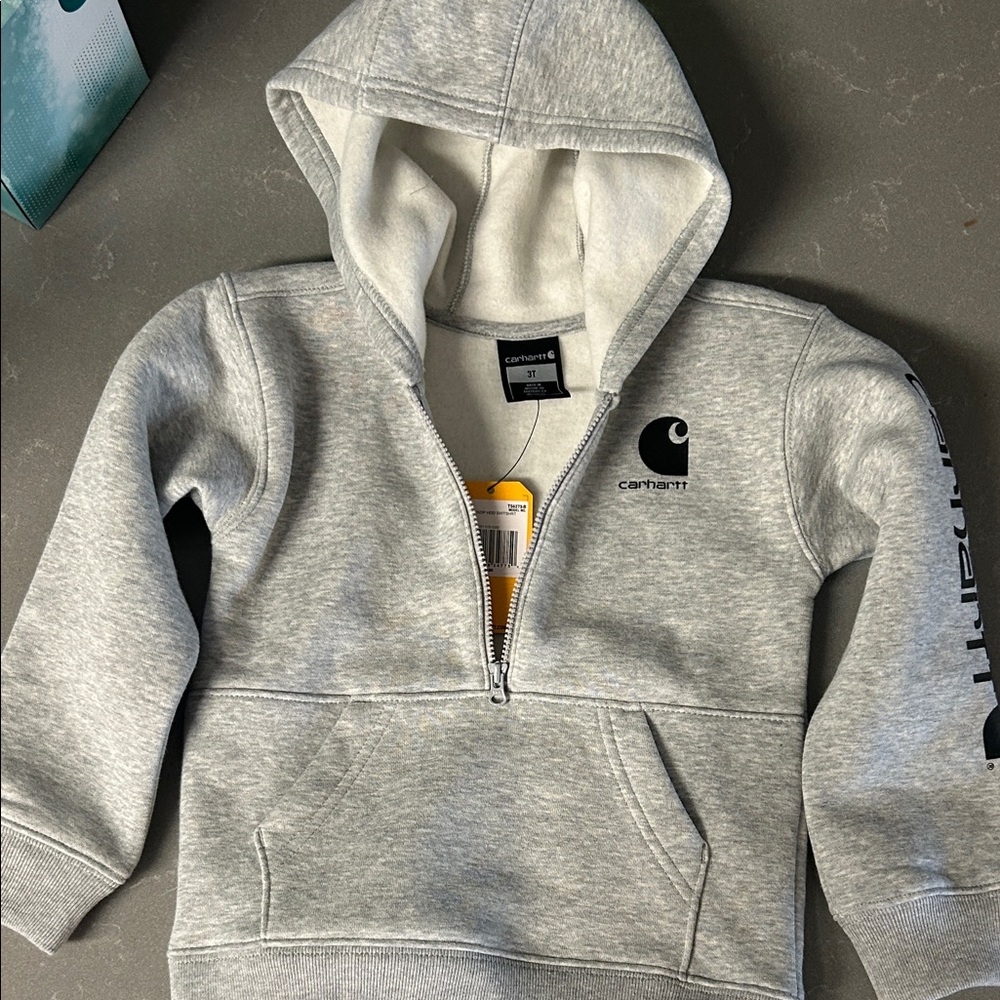 Carhartt Kids Light Gray Zip-Up Hoodie